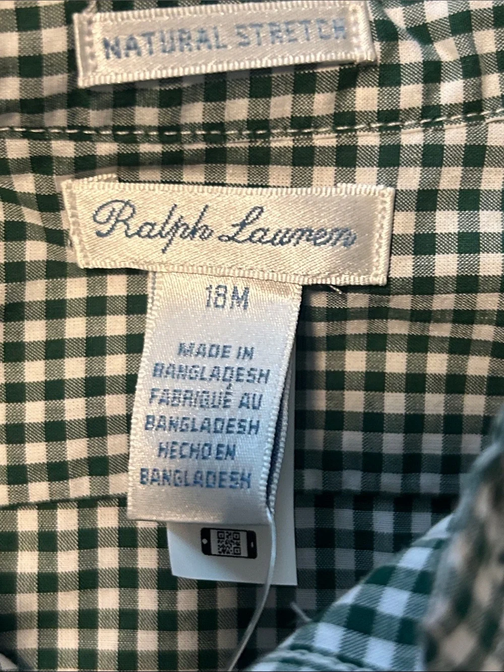 Polo by Ralph Lauren Green Gingham Button-Front Baby Bodysuit 50%OFF SEND OFFER